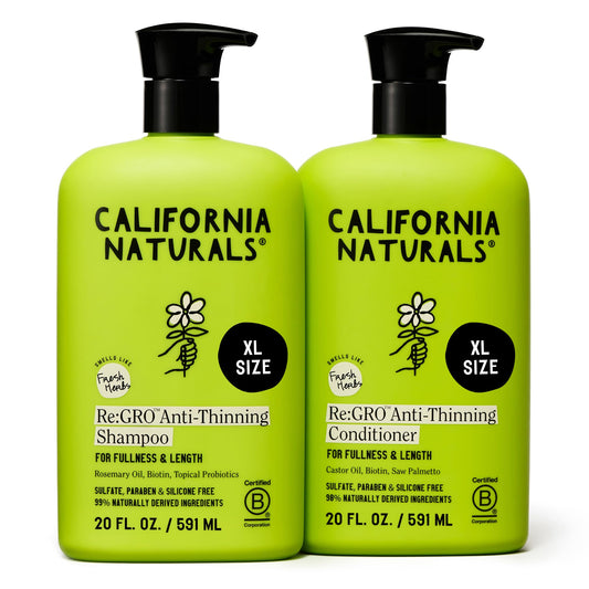 California Naturals Re:GRO Anti-Thinning Shampoo & Conditioner Set, Biotin, Caffeine & Rosemary Oil, Hair Loss & Thinning Support for Women and Men Beauty & Personal Care California Naturals