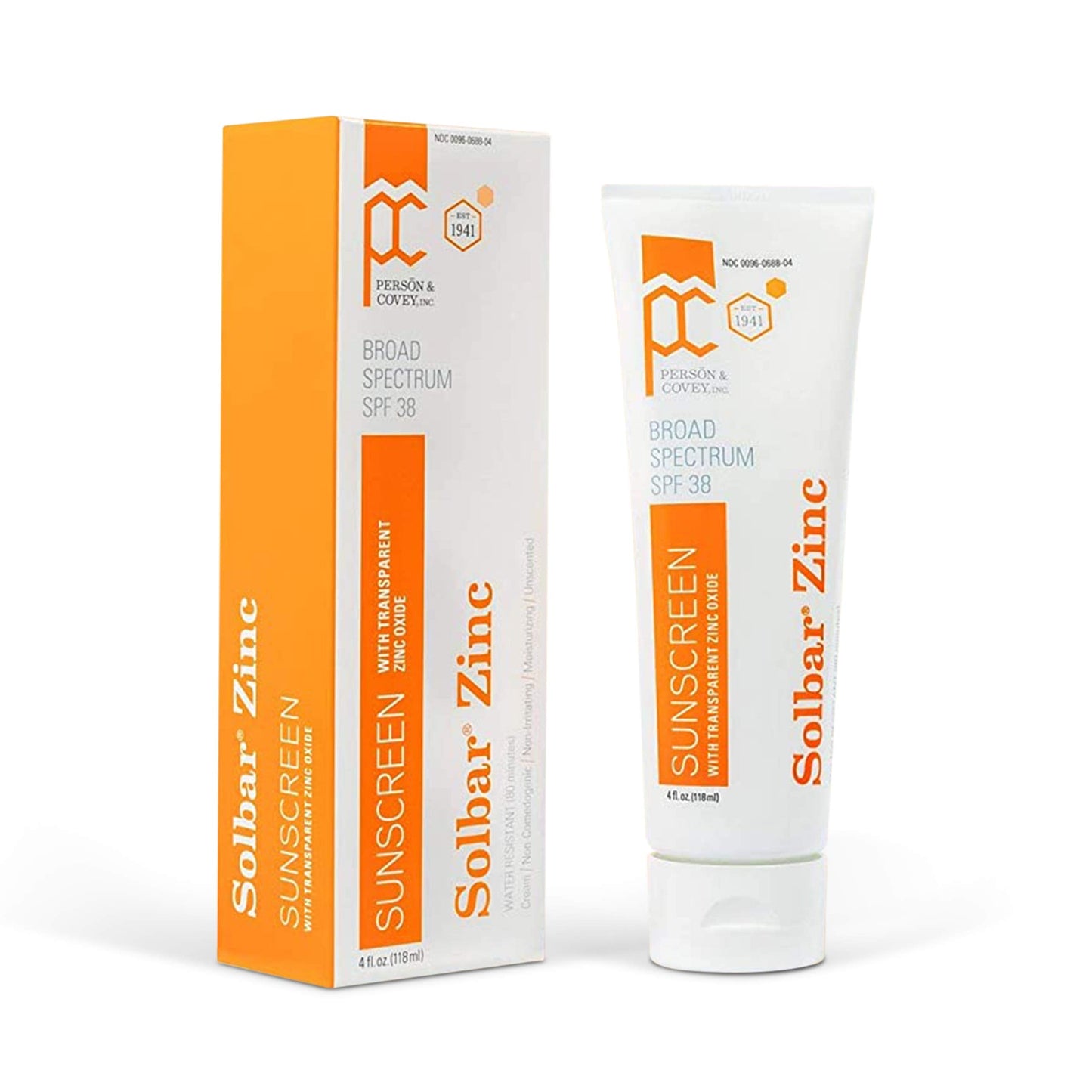 SOLBAR Sunscreen Zinc Unscented Transparent Cream SPF 38, 4 oz Beauty & Personal Care Solbar