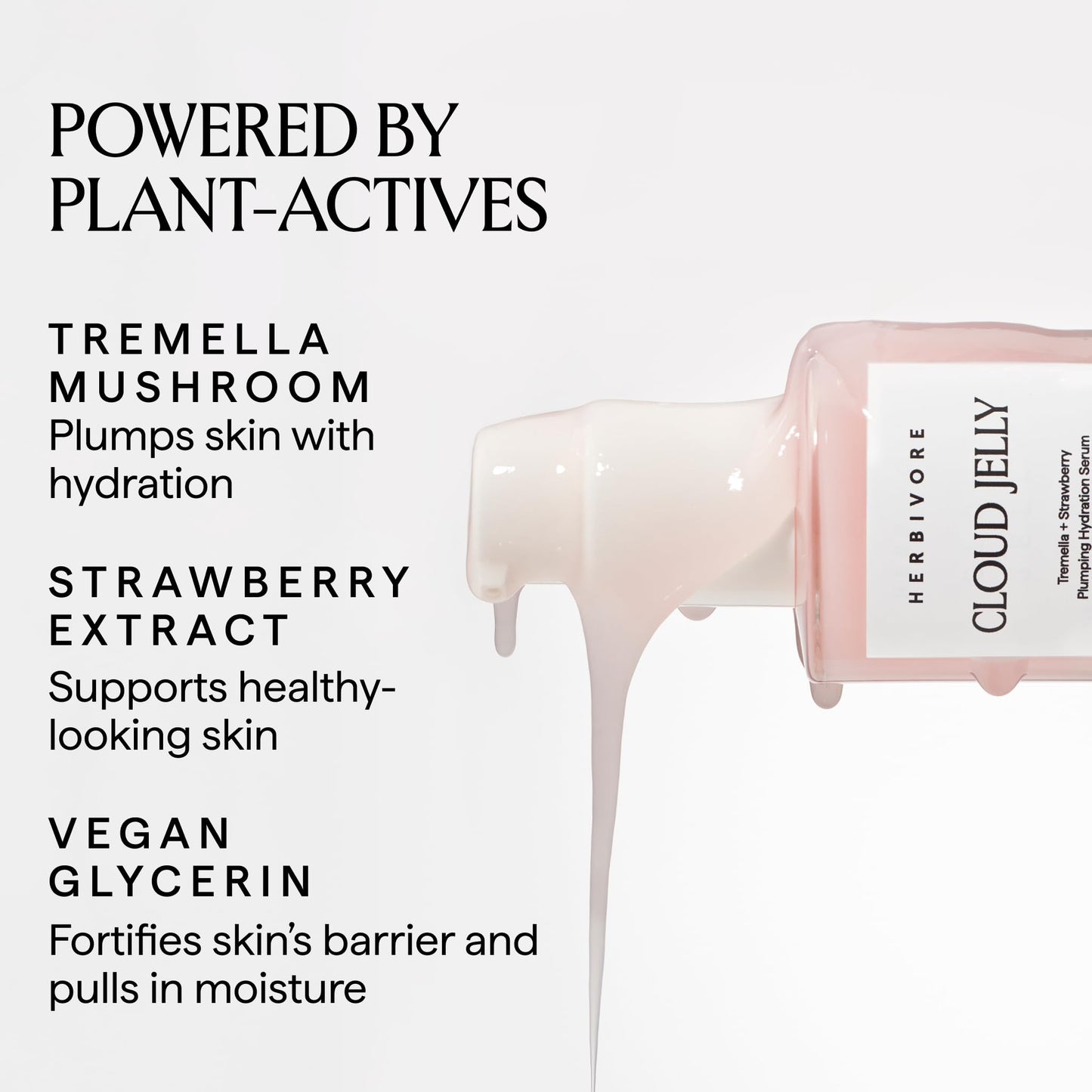 HERBIVORE Cloud Jelly Plumping Hydration Serum | Tremella Mushroom + Strawberry Extract, Lightweight, Deep Hydration for All Skin Types | Vegan Beauty & Personal Care HERBIVORE