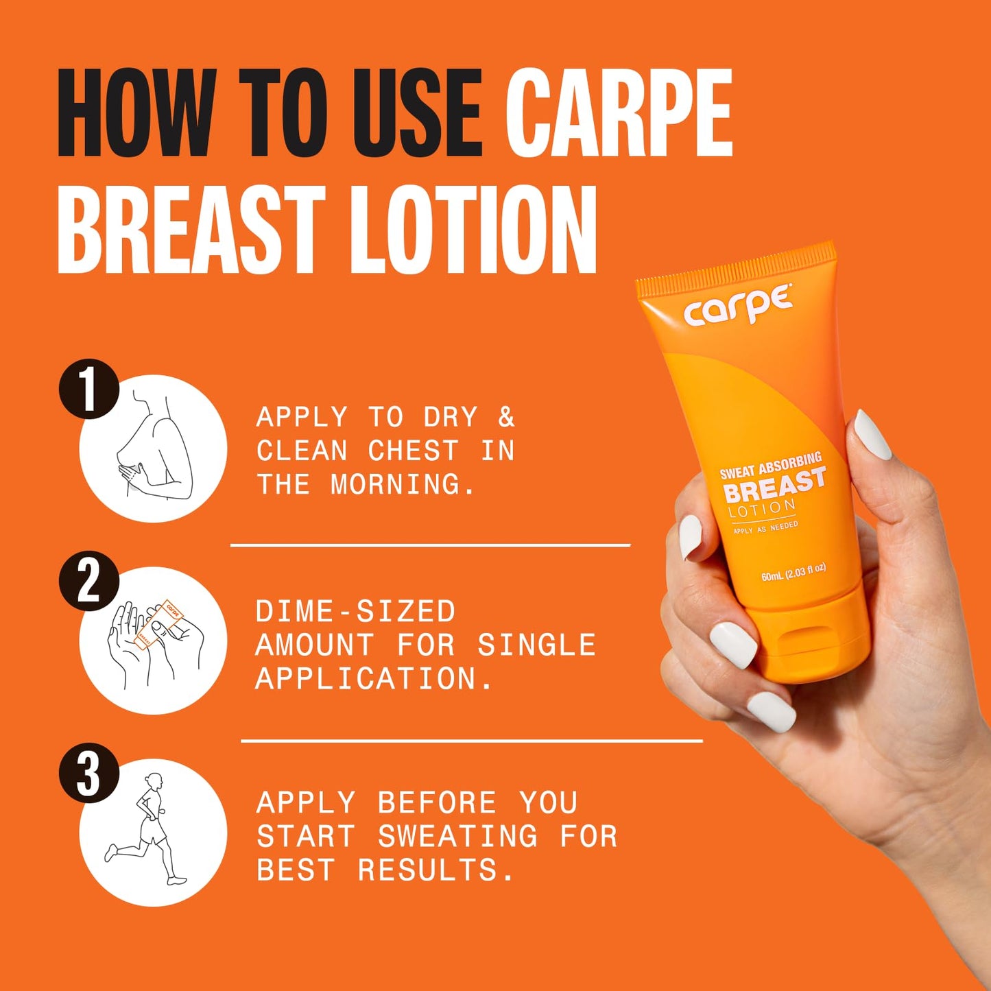 Carpe Sweat Absorbing Breast - Helps Keep Your Breasts and Skin Folds Dry - Sweat Absorbing Lotion - Helps Control Under Breast Sweat - Great Beauty & Personal Care Carpe