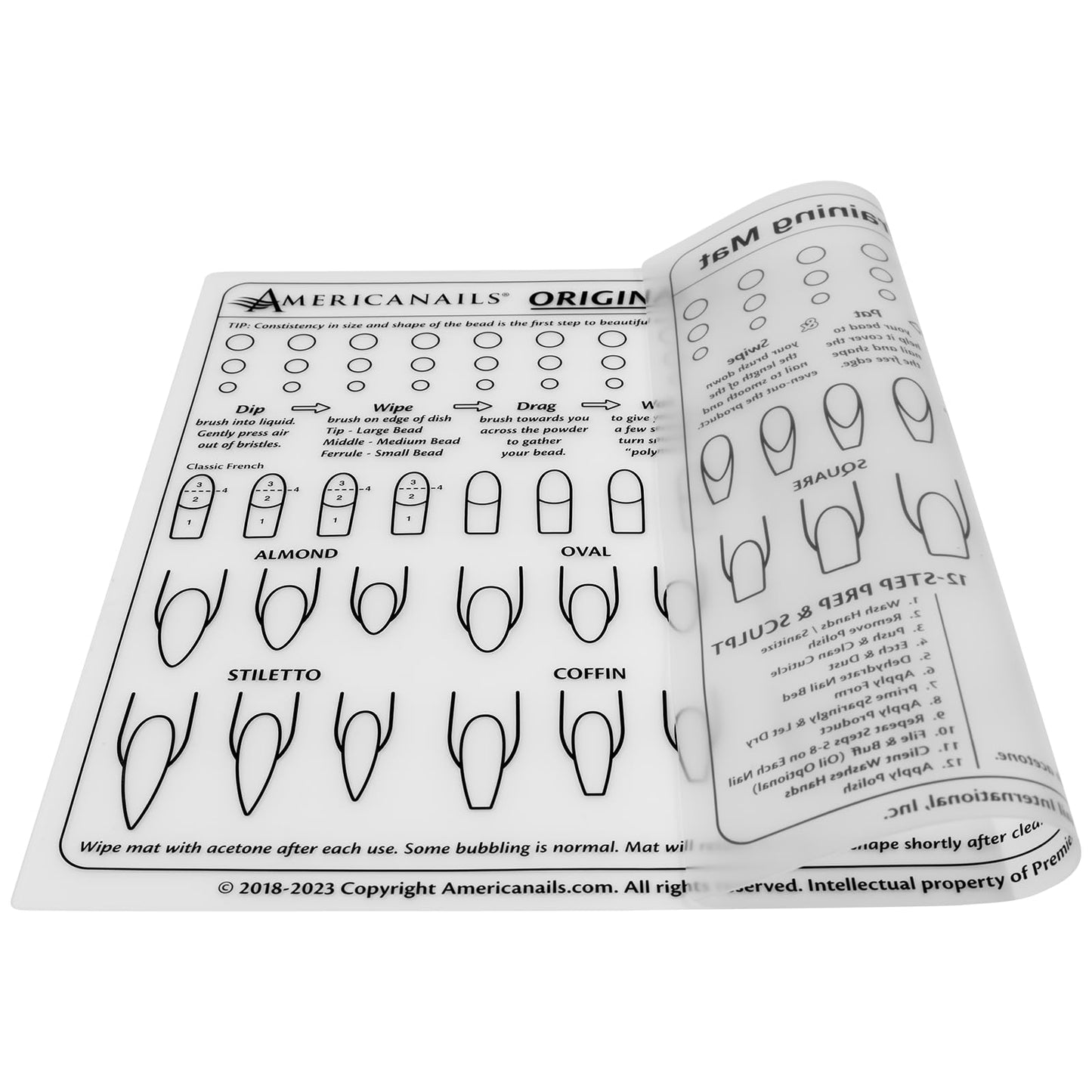 Americanails Acrylic Nail Training Mat - Silicone Trainer Sheet for Application Practice, Flexible Roll Up Pad Template for Acrylic Fingernails, Learn Beauty & Personal Care AMERICANAILS .COM