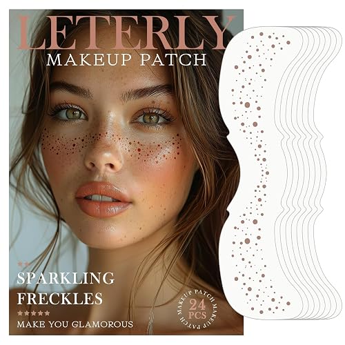 Leterly 24 Pcs Glitter Freckles Face Tattoo,Brown Face Glitter Makeup Patches Cute Sparkle Freckles Patches Waterproof Makeup Speckles for Face Beauty & Personal Care Leterly