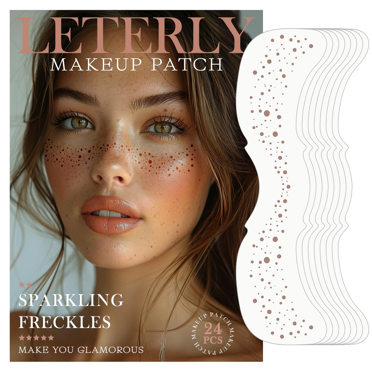 Leterly 24 Pcs Glitter Freckles Face Tattoo,Brown Face Glitter Makeup Patches Cute Sparkle Freckles Patches Waterproof Makeup Speckles for Face Beauty & Personal Care Leterly