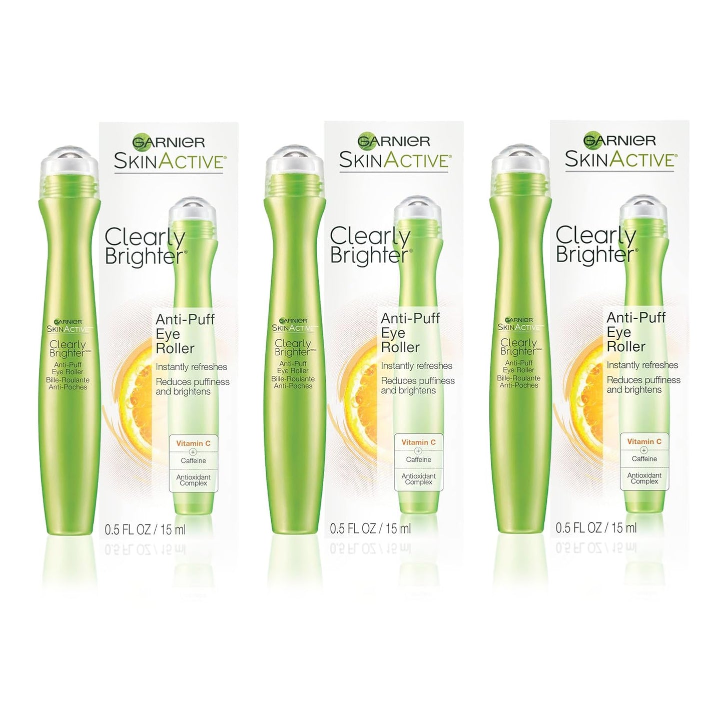Garnier Clearly Brighter Anti-Puff Eye Roller, 0.5 Fl Oz (15mL), 3 Count (Packaging May Vary) Beauty and Personal Care Garnier Default Title