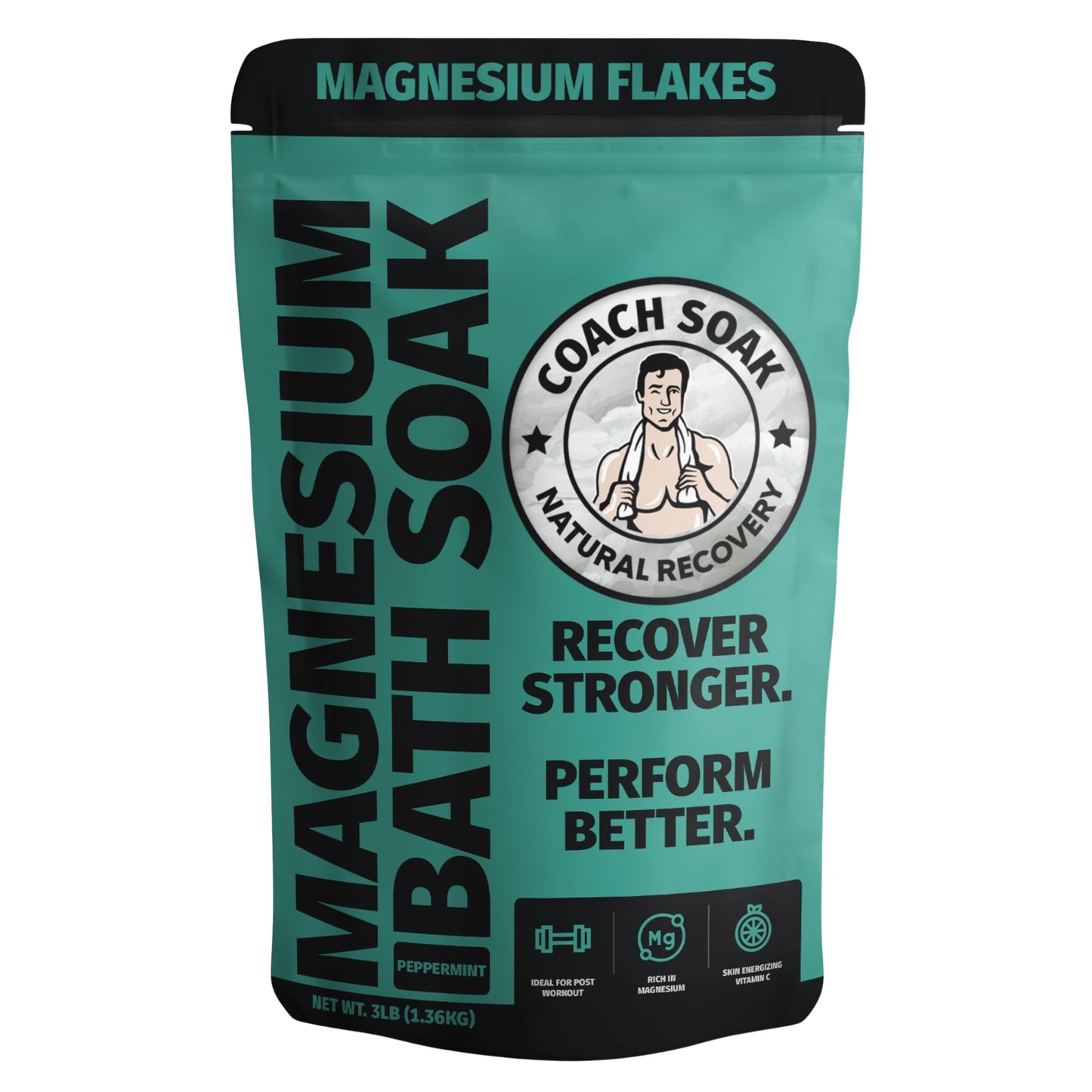 Coach Soak Recovery Bath Soak - Alternative to Epsom Salt Bath Soak - Fast-Absorbing Pure Magnesium Flakes & Dead Sea Salt with 21 Minerals, Bath Beauty and Personal Care Coach Soak