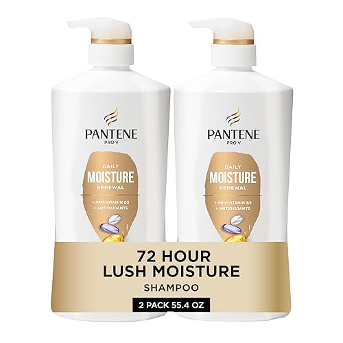 Pantene Shampoo, Daily Moisture Renewal - Pro-V Nutrients for Dry, Color-Treated, Straight to Curly Hair, 72-Hour Hydration & Softness, 27.7 Oz Each Beauty & Personal Care Pantene