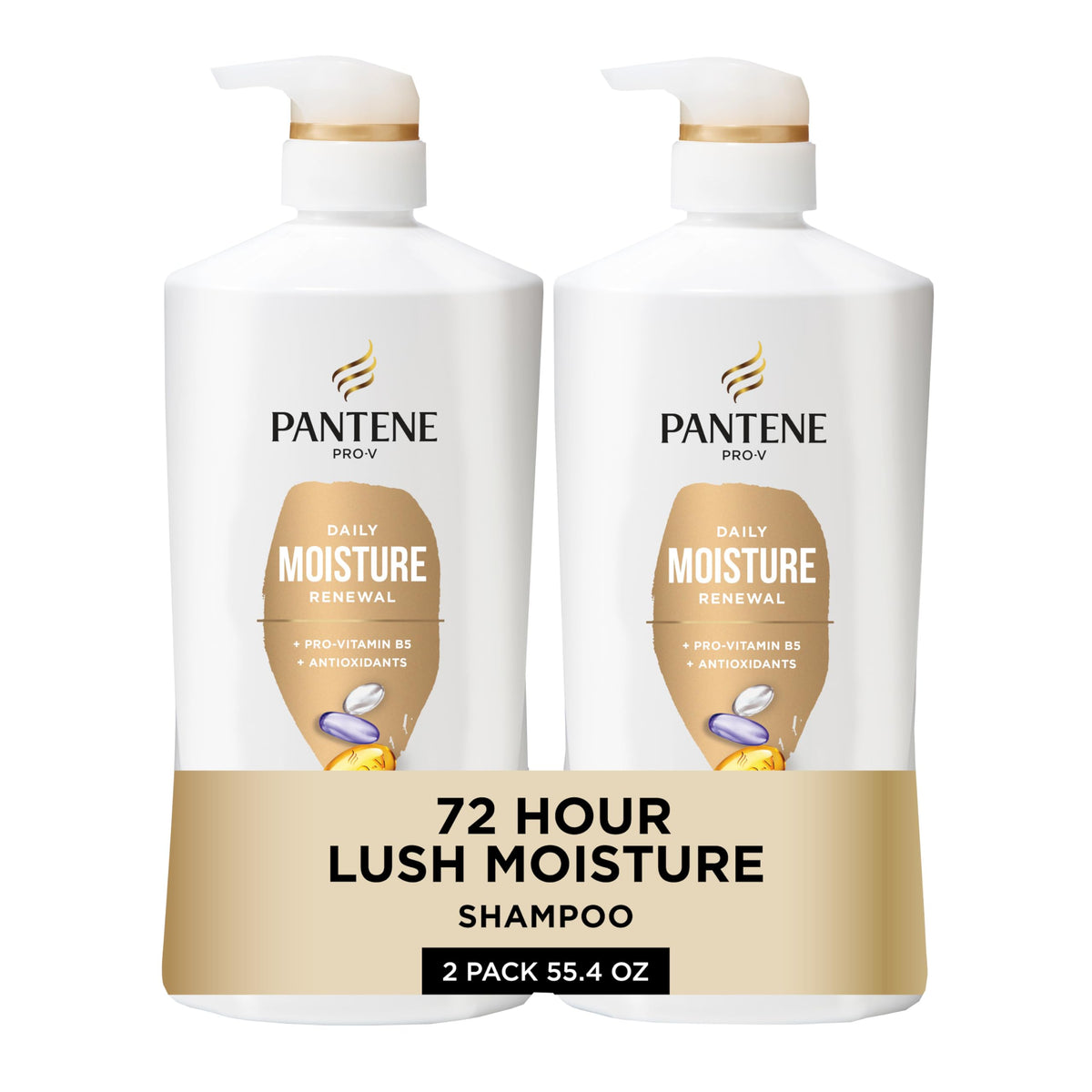 Pantene Shampoo, Daily Moisture Renewal - Pro-V Nutrients for Dry, Color-Treated, Straight to Curly Hair, 72-Hour Hydration & Softness, 27.7 Oz Each Beauty & Personal Care Pantene