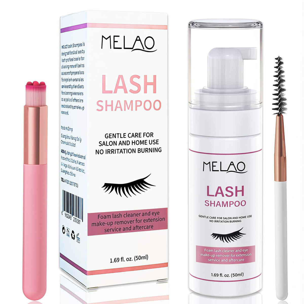 Eyelash Extension Cleanser Eyelid Foaming Cleanser Lash Shampoo for Extensions & Natural Lashes, Oil, Paraben & Sulfate Free, Non-Irritating, Perfect