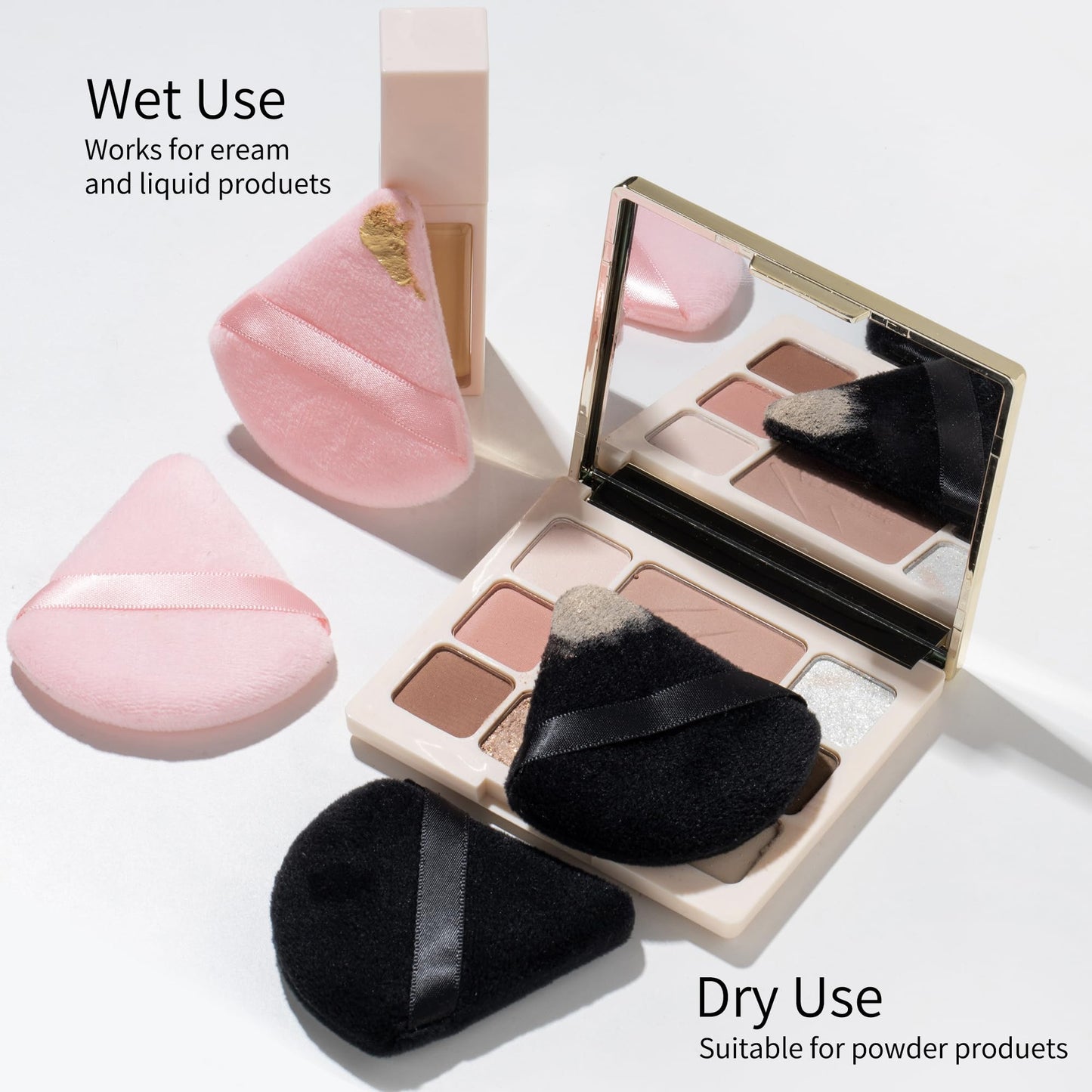 Scaups 24Pcs Black and Pink Powder Puff, Triangle Powder Puffs, Powder Puffs for Makeup and Cosmetic Foundation Beauty and Personal Care Scaups