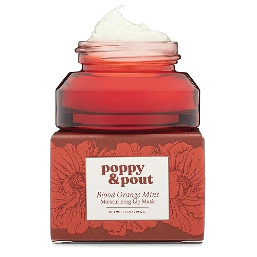 Poppy & Pout Blood Orange Mint Overnight Lip Mask - Moisturizing Natural Lip Treatment with Shea Butter & Beeswax - Cruelty Free, Recyclable Glass Jar Beauty & Personal Care Poppy & Pout