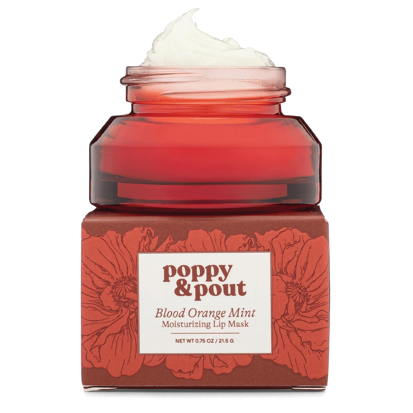 Poppy & Pout Blood Orange Mint Overnight Lip Mask - Moisturizing Natural Lip Treatment with Shea Butter & Beeswax - Cruelty Free, Recyclable Glass Jar Beauty & Personal Care Poppy & Pout