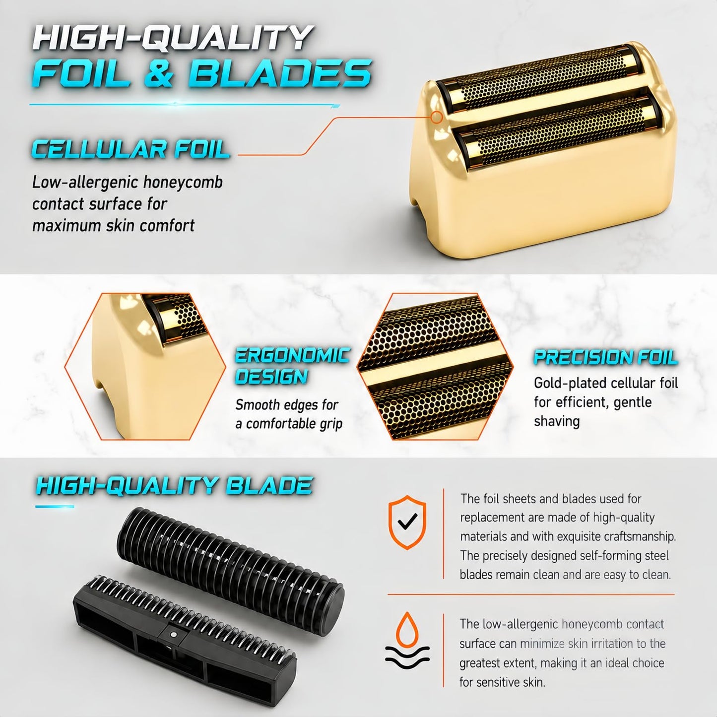 Shaver Replacement Foil & Cutters Compatible with BaBylissPRO FXFS2 Heads Beauty and Personal Care AIJALY
