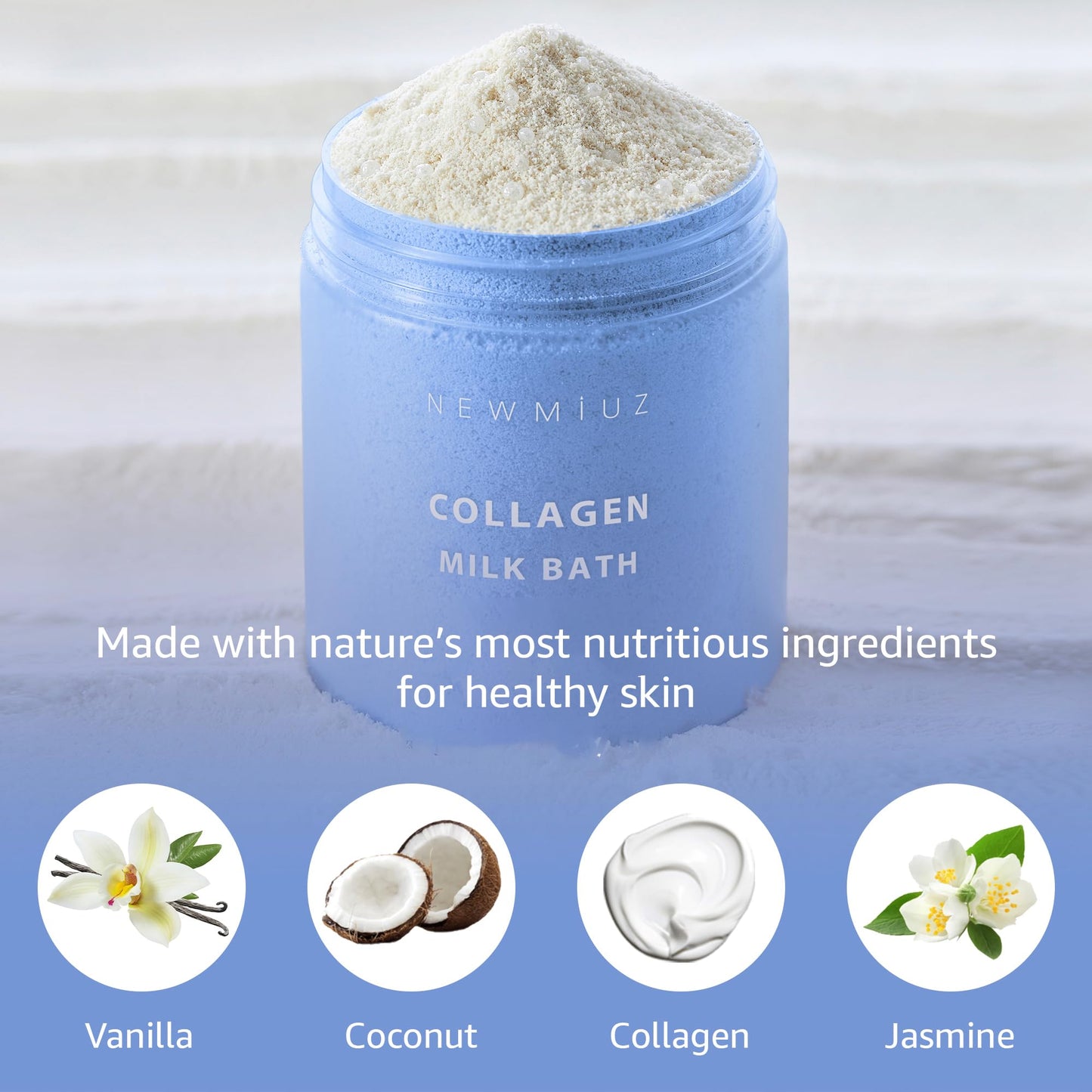 Creamy Coconut Collagen Milk Bath Soak Powder Moisturize & Soften Skin - Vanilla Jasmine Luxury Spa Bubble Bath Salt Mother's Birthday Christmas Beauty & Personal Care New Miuz