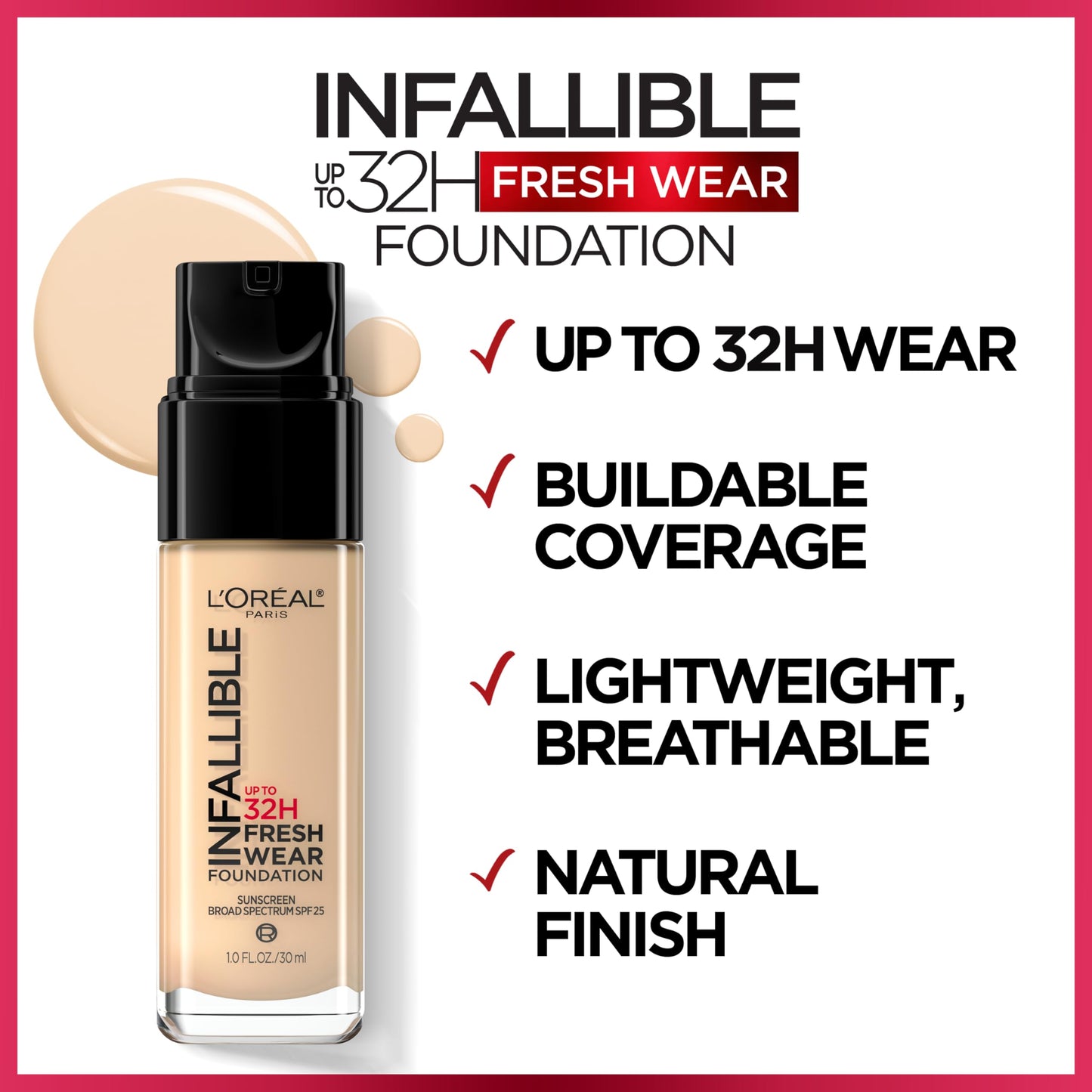 L'Oreal Paris Makeup Infallible Up to 24 Hour Fresh Wear Foundation, Honey Bisque, 1 fl; Ounce (Pack of 2) Beauty and Personal Care L'Oreal Paris