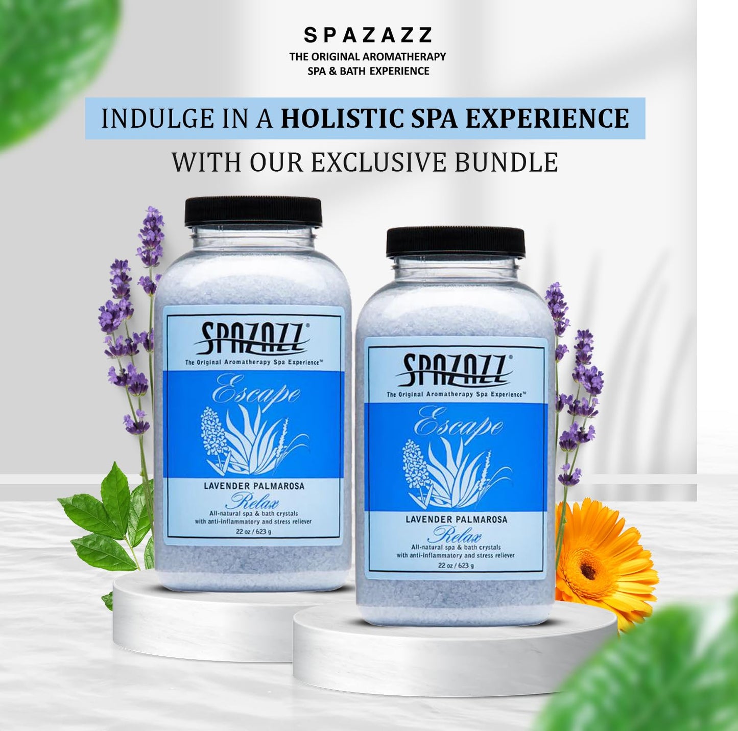 Spazazz Aromatherapy Hot Tub Crystals - Palmarosa Lavender Bath Salt for Bathtub & Hot Tub Spa - Relaxing Bath Salts - Aromatherapy Bath Salt Beauty and Personal Care Spazazz