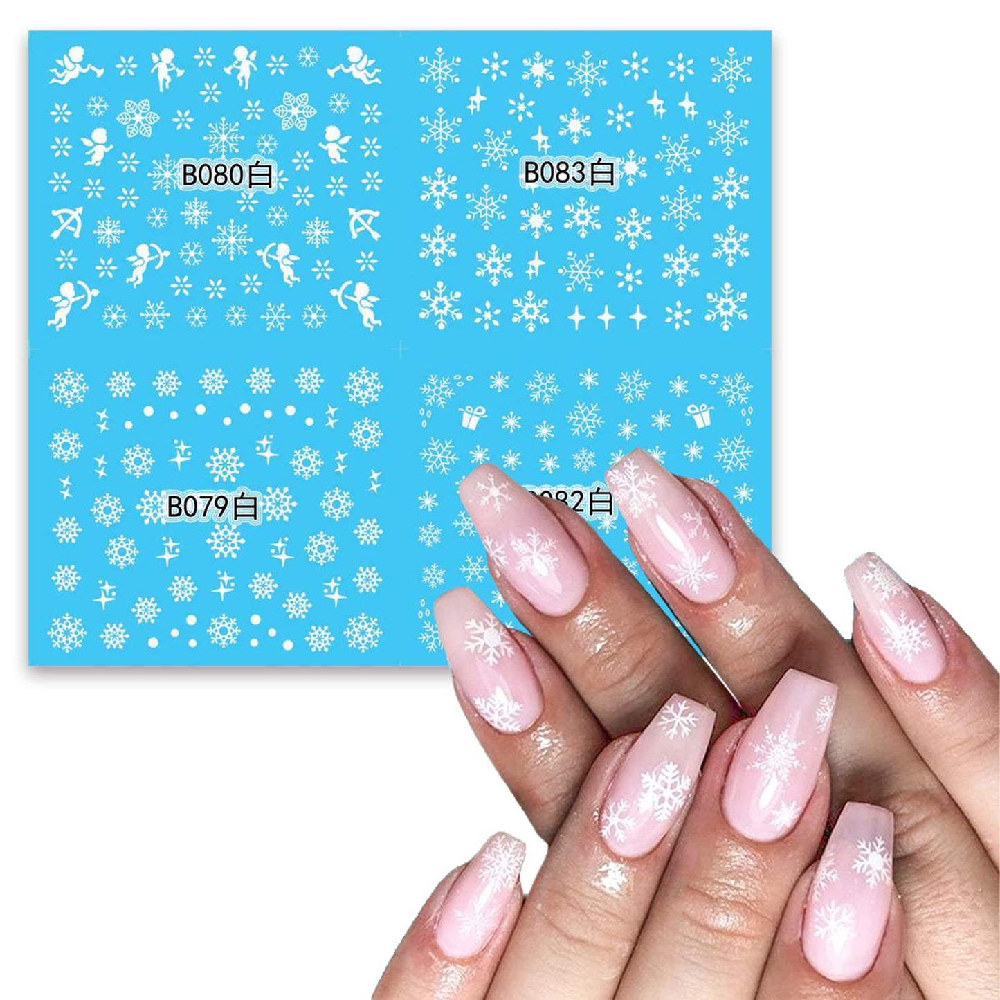 24 Sheets Christmas Nail Stickers Snowflake Nail Art Water Decals Transfer Nail Supplies Snowflake Angel Bell Elk Design Nail Tattoo Stickers Beauty & Personal Care SHANPIN