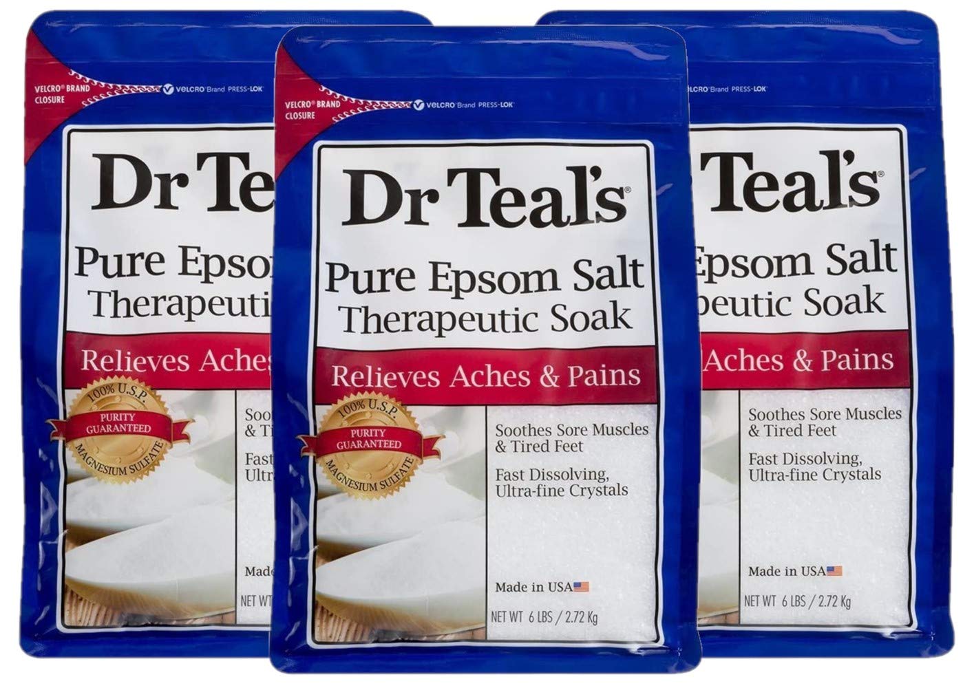 Dr. Teal's Therapeutic Soak Gift Set (3 Pack, 6lbs Ea.) - Unscented Soaking Solution Blended with Pure Epsom Salt - Ease Aches & Pains, Speed-Up Beauty and Personal Care Dr Teal's