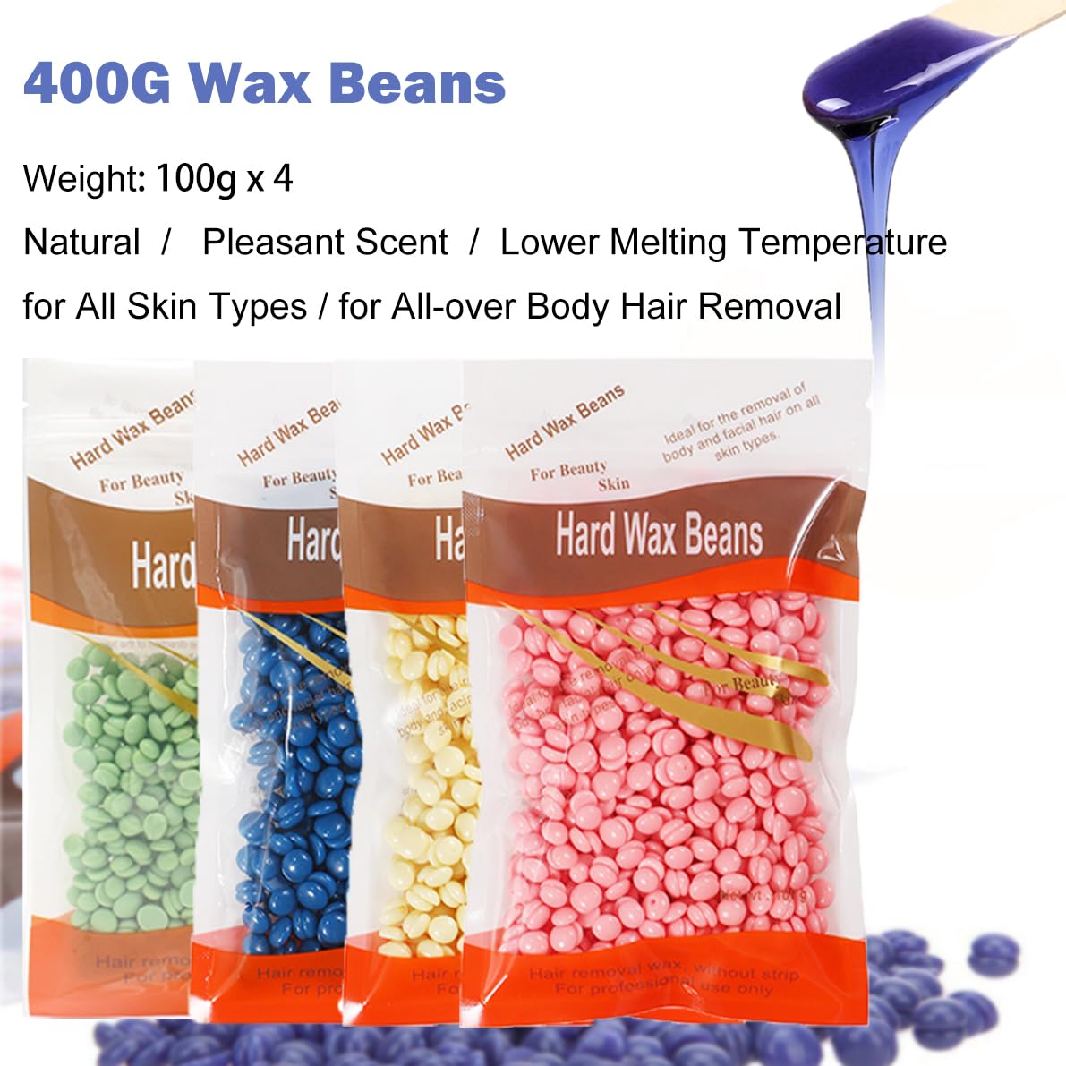 iMeshbean Double Wax Warmer Heater Hair Removal Waxing Kit Hot Paraffin Skin Care Machine SPA Tool Kit with 400g Tea Tree Hard Wax Beans Beauty and Personal Care iMeshbean