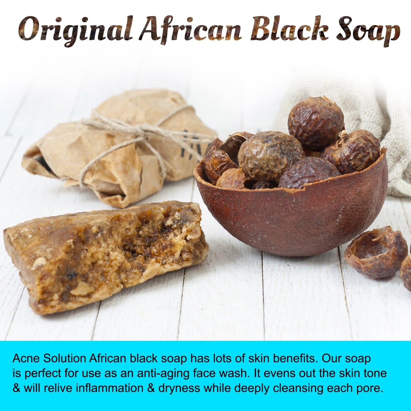 It's Pure Natural African Black Soap Bars with Acne Solution (Pack of 3) Organic Raw Soap for Face & Body, Acne Treatment & Dark Spot Remover [Made in Beauty & Personal Care It's Pure Natural