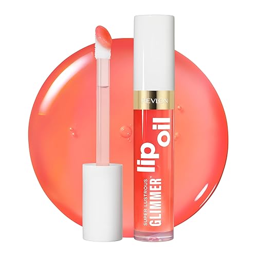 REVLON Super Lustrous Glimmer Lip Oil, Moisturizing & Tinted, Shiny Finish, Made with Plant-Based Squalane, 002 Miss Coral, 0.13 fl oz Beauty & Personal Care REVLON