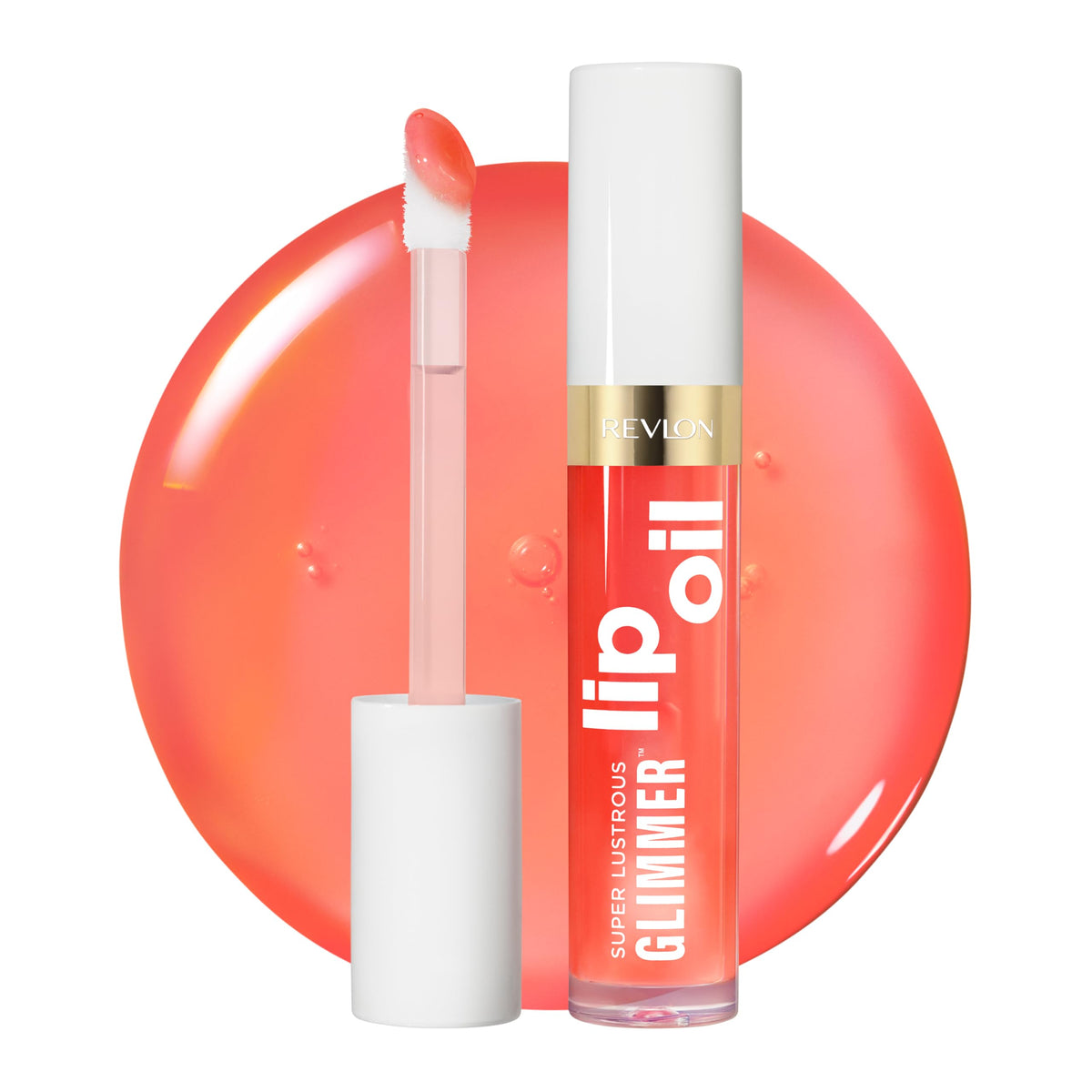 REVLON Super Lustrous Glimmer Lip Oil, Moisturizing & Tinted, Shiny Finish, Made with Plant-Based Squalane, 002 Miss Coral, 0.13 fl oz Beauty & Personal Care REVLON