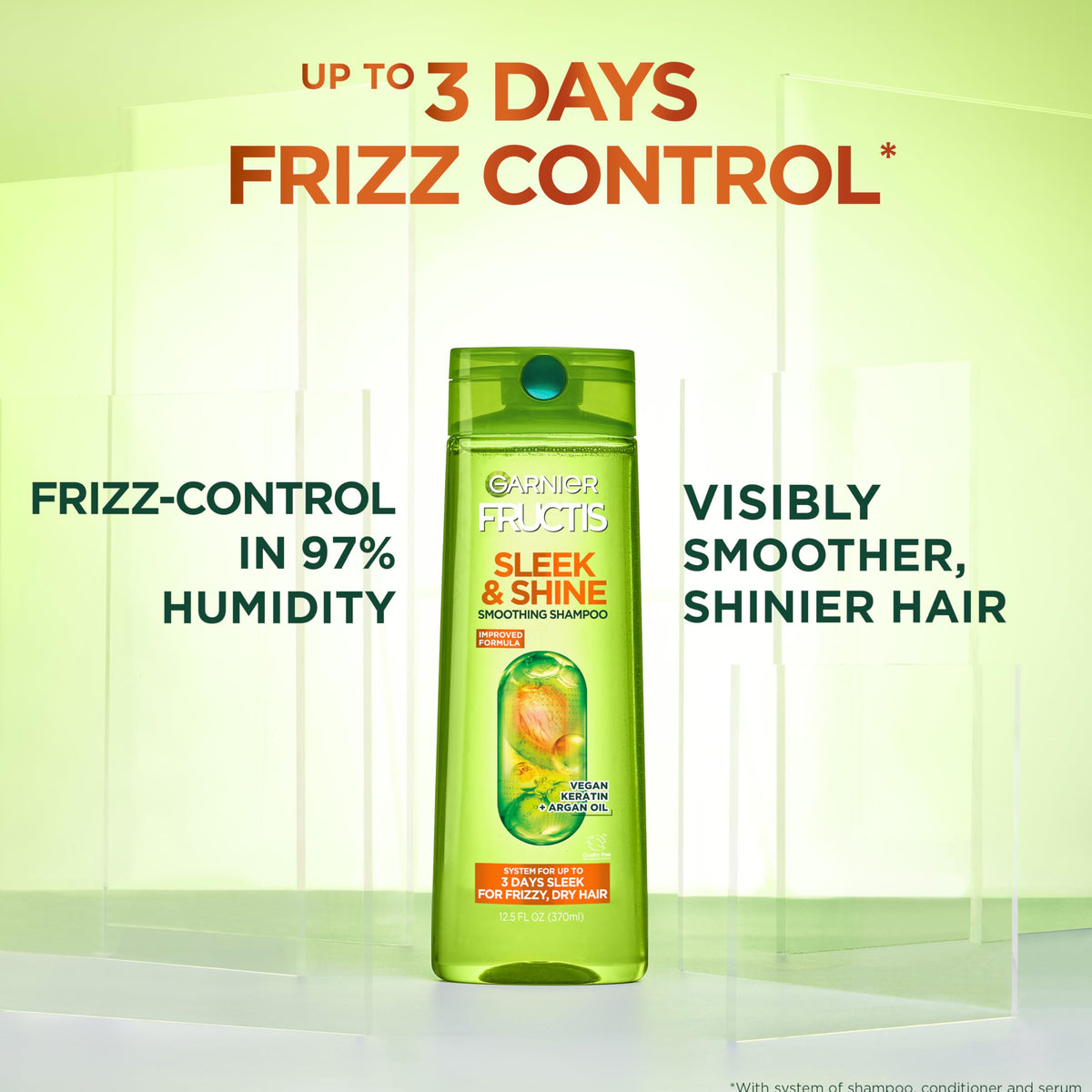 Garnier Fructis Sleek & Shine Shampoo, Smoothing Shampoo for Frizzy, Dry Hair with Argan Oil and Vegan Keratin, 33.8 Fl Oz (Packaging May Vary) Beauty & Personal Care Garnier