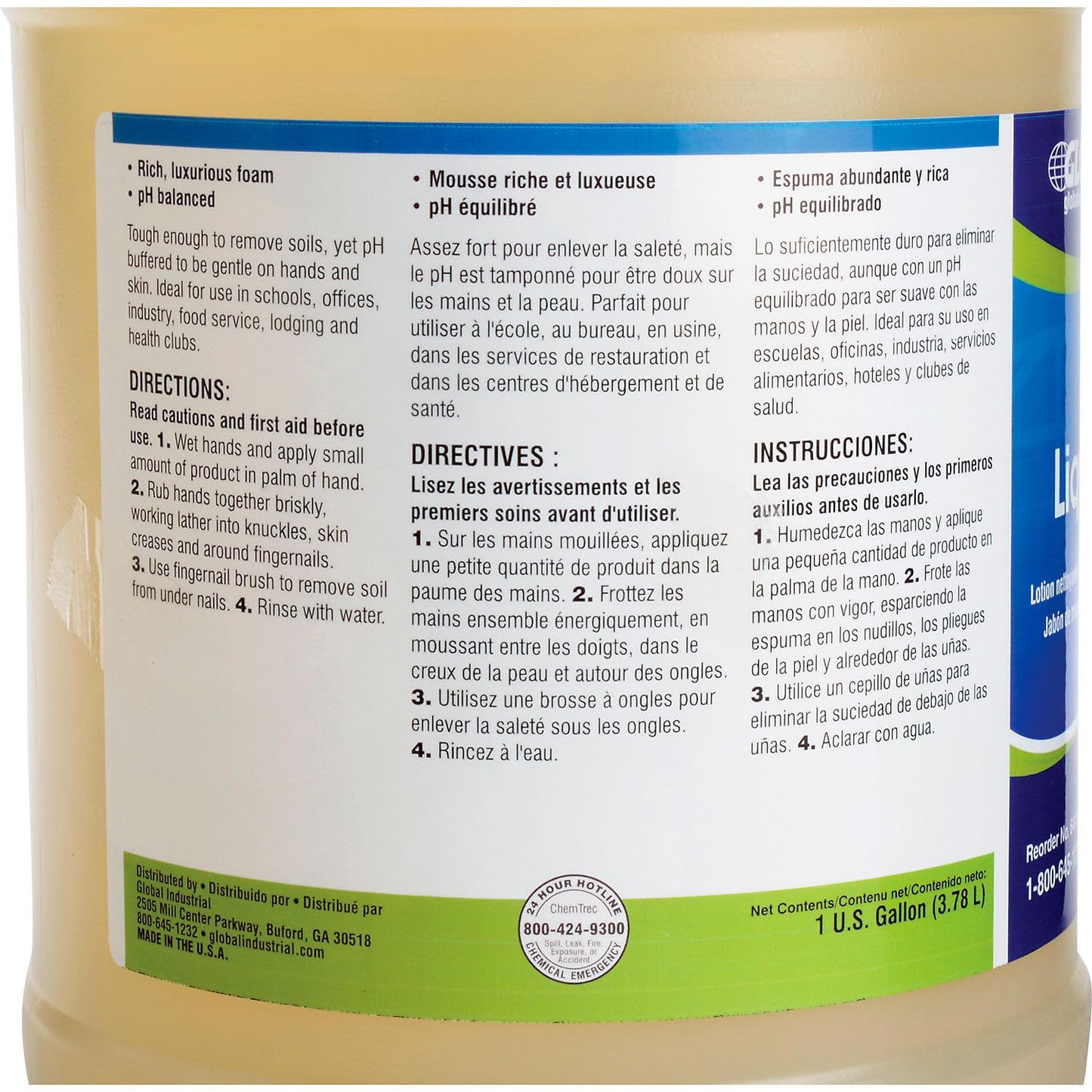 Global Industrial General Purpose Liquid Hand Soap, Floral Scented, Clear, 1 Gallon Bottle, 4/Bottles, Commercial & Industrial Liquid Hand Soap Refill Beauty & Personal Care Global Industrial