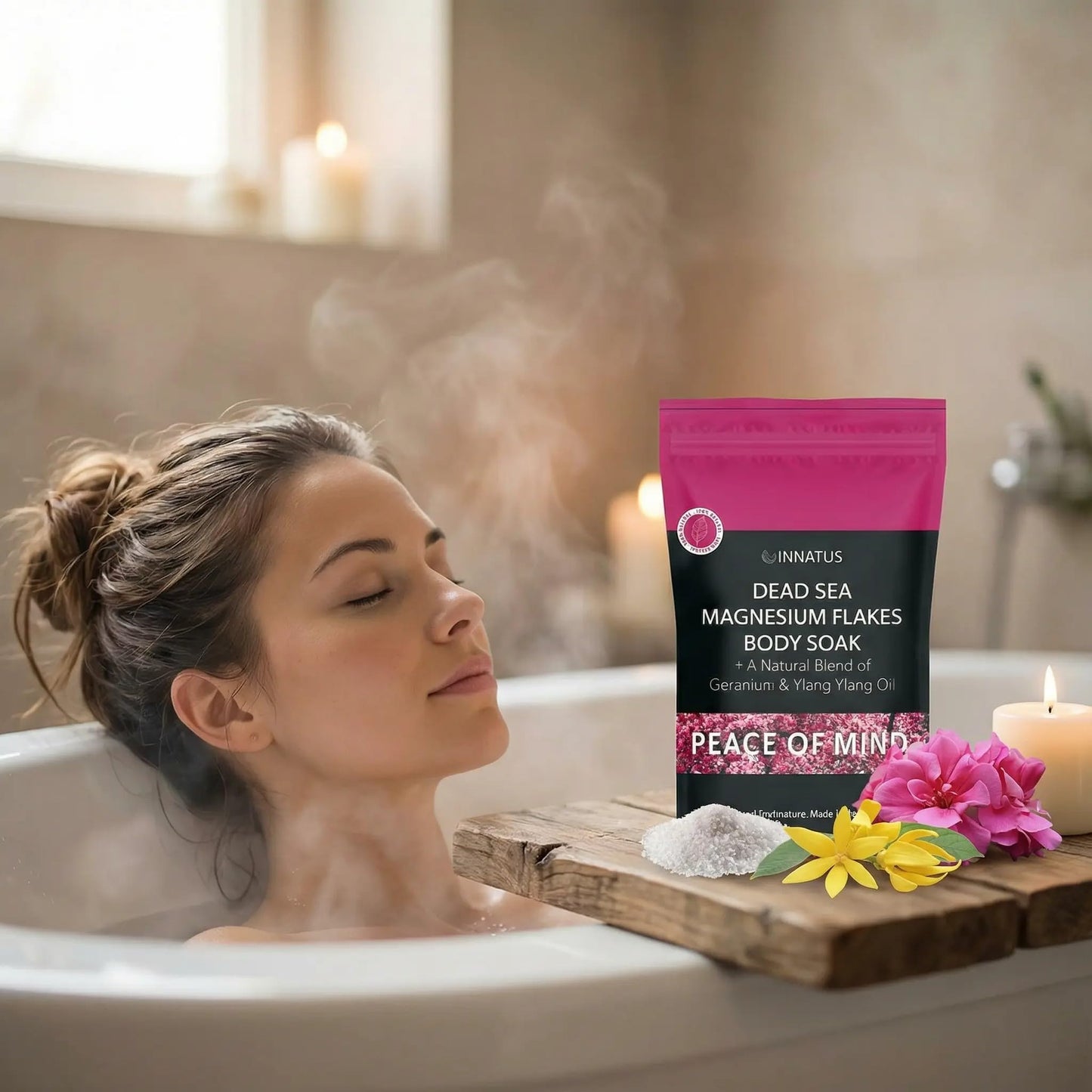 Pure Dead Sea Magnesium Flakes Clarity Soak - Relaxing & Replenishing 14oz Bath Soak - Infused with Natural Oils for Muscle Recovery (Ylang Ylang) Beauty and Personal Care INNATUS