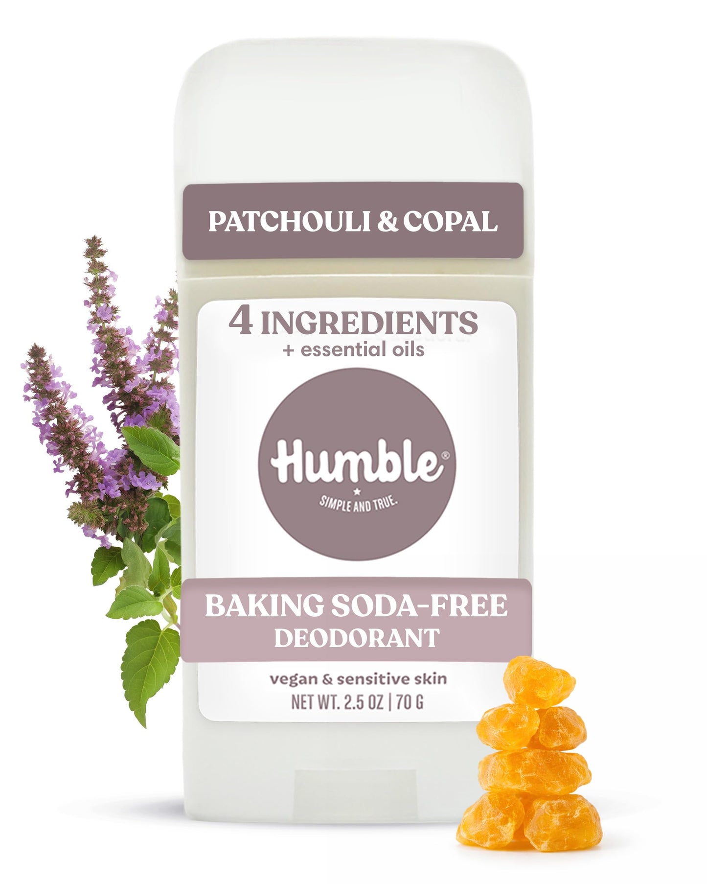 Humble Aluminum-Free Deodorant for Women & Men, Patchouli & Copal - Baking Soda-Free Natural Deodorant Stick for Sensitive Skin with Essential Oils Beauty and Personal Care HUMBLE SIMPLE AND TRUE.