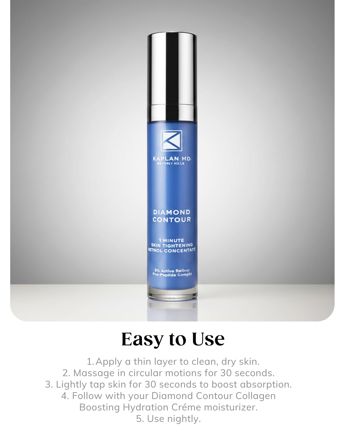 KAPLAN MD Retinol Serum for Face - 3% Active Retinol Diamond Contour 1-Minute Skin Tightening Concentrate & Collagen Pro-Peptide Complex for Smoother Beauty & Personal Care KAPLAN MD