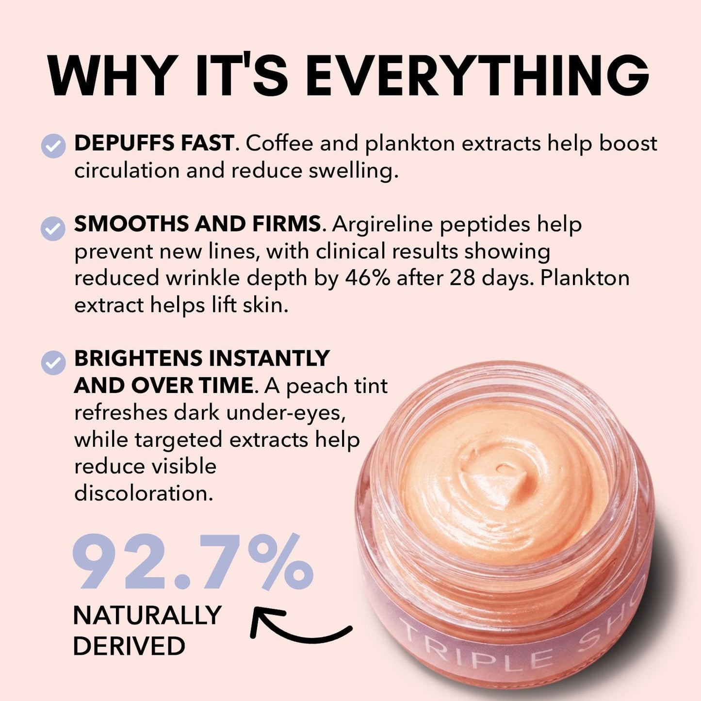 Clover Triple Shot 3-in-1 Bioactive Eye Treatment | Depuffing & Brightening Eye Cream with Coffee Extract, Peptides & Plankton | Blurring Under Eye Beauty & Personal Care Clover