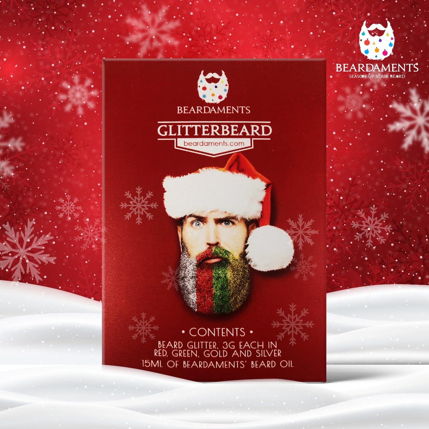 Beardaments Glitterbeard Kit with Application Oil - Long-Lasting Sparkle for Festive Fun - Easy No Mess Application Beard Glitter for Men (4 Colors) Beauty and Personal Care Beardaments