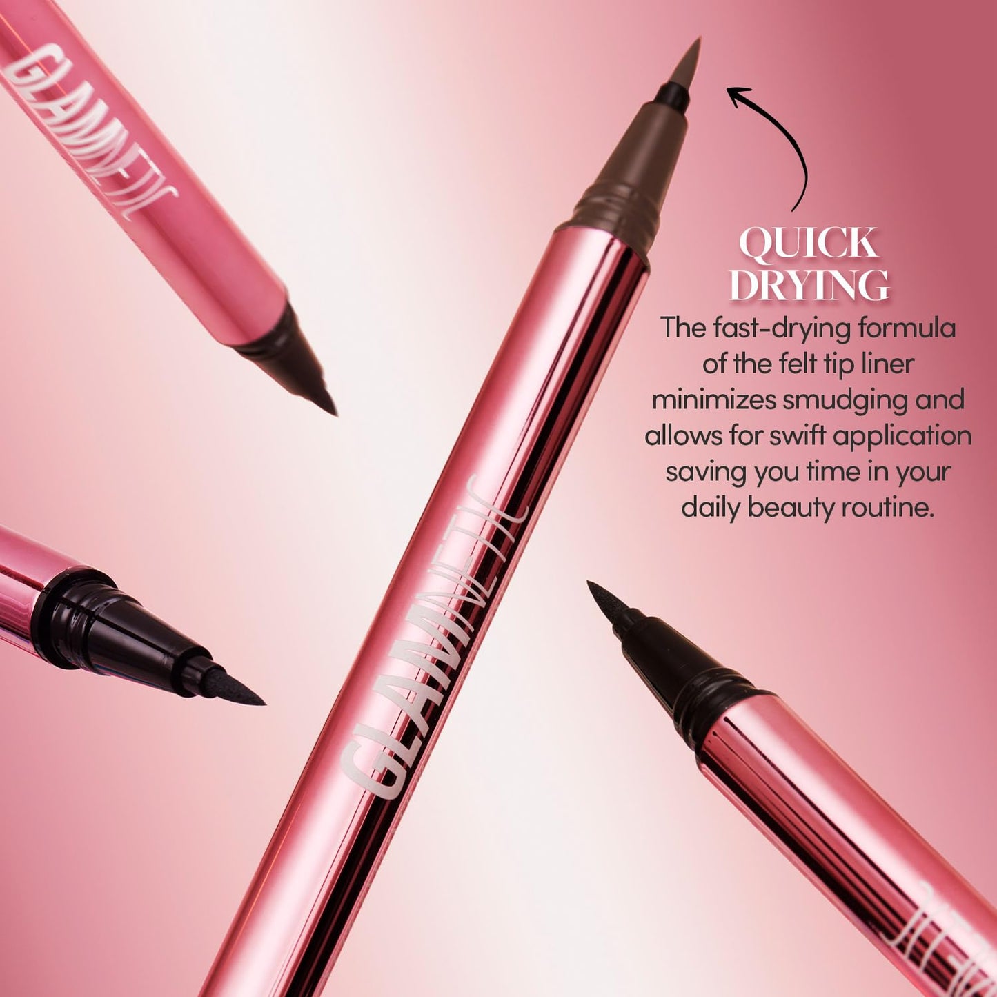 Glamnetic Felt Tip Magnetic Eyeliner Pen - Brown 0.025 fl oz | Brown Smudgeproof & Waterproof Eyeliner Pen, All-Day Hold for Magnetic Eyelashes Beauty & Personal Care Glamnetic