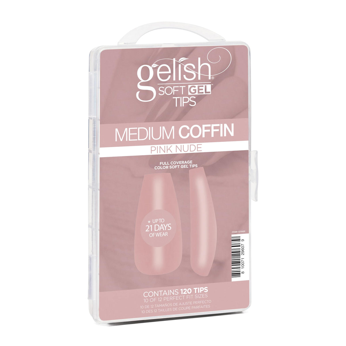 Gelish Nude Soft Gel™ Tips Press on Nails Extension - Pink Nude Medium Coffin, 120 Count