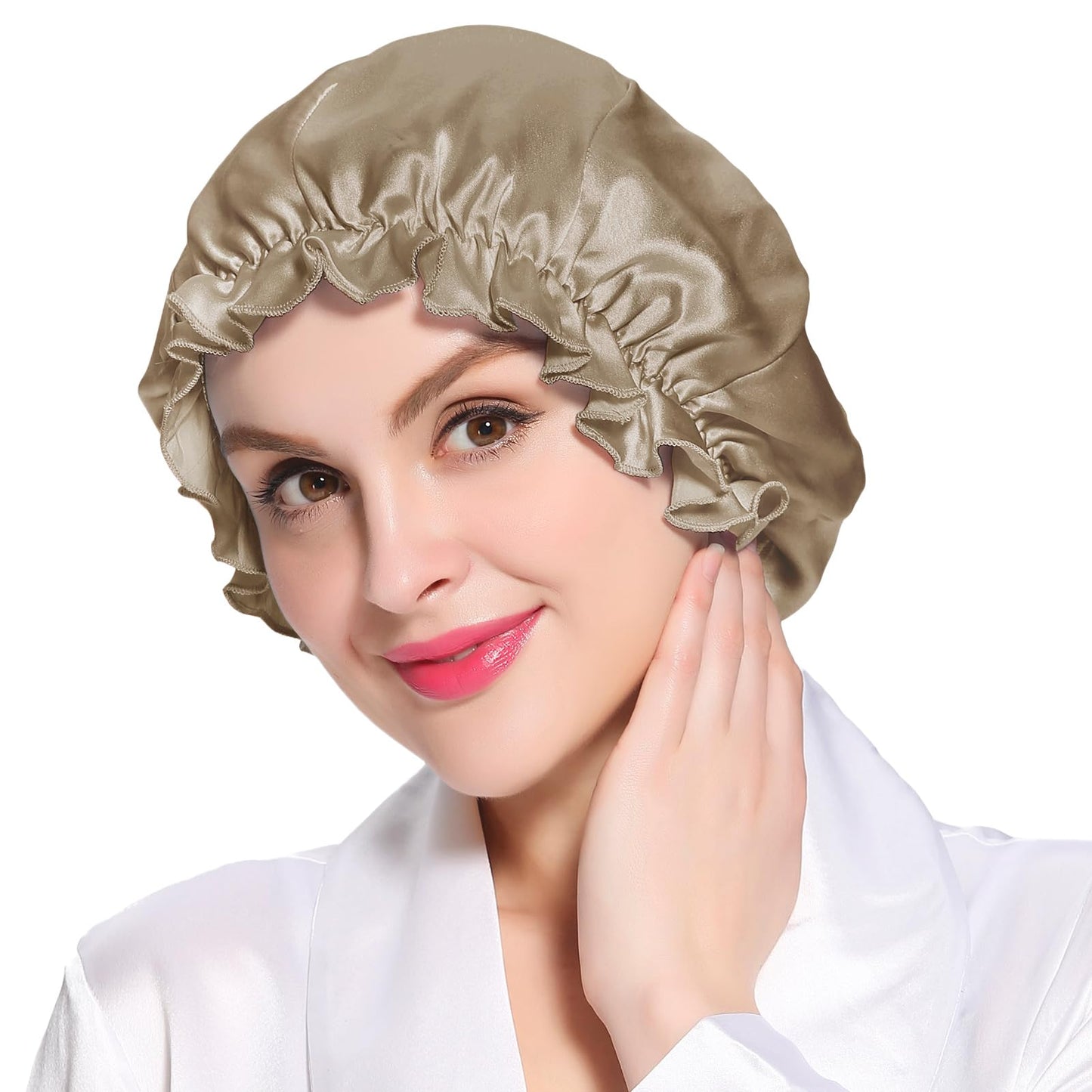 LILYSILK Silk Bonnet for Long and Cruly Hair Womens 100% Mulberry Silk Sleep Cap Ladies Hair Warp for Sleeping with Elastic Band Frills Silk Turban Beauty and Personal Care LilySilk
