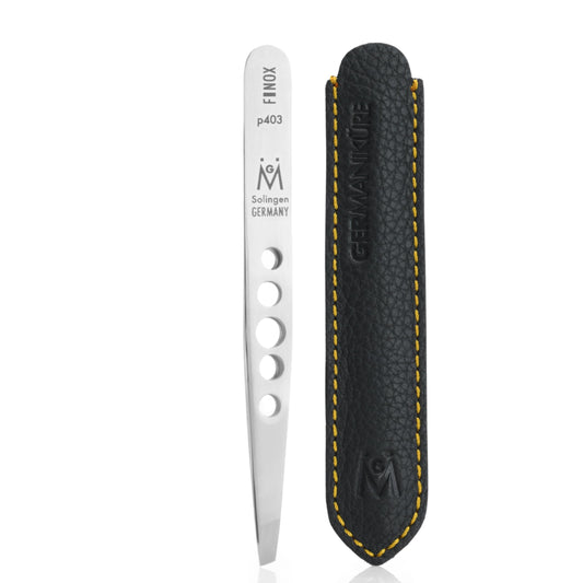 GERMANIKURE Professional Perforated Slanted Tweezers - FINOX Stainless Steel Sharp in Leather Case - Ethically Made in Solingen, Germany - 4403 Beauty & Personal Care GERmanikure