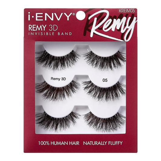 i-ENVY False Lashes, Remy 3D Lashes Value Pack 100% Human Hair Natural Fluffy Wispy Invisible Band Seamless Look Reusable Eyelashes (05) Beauty & Personal Care i•ENVY