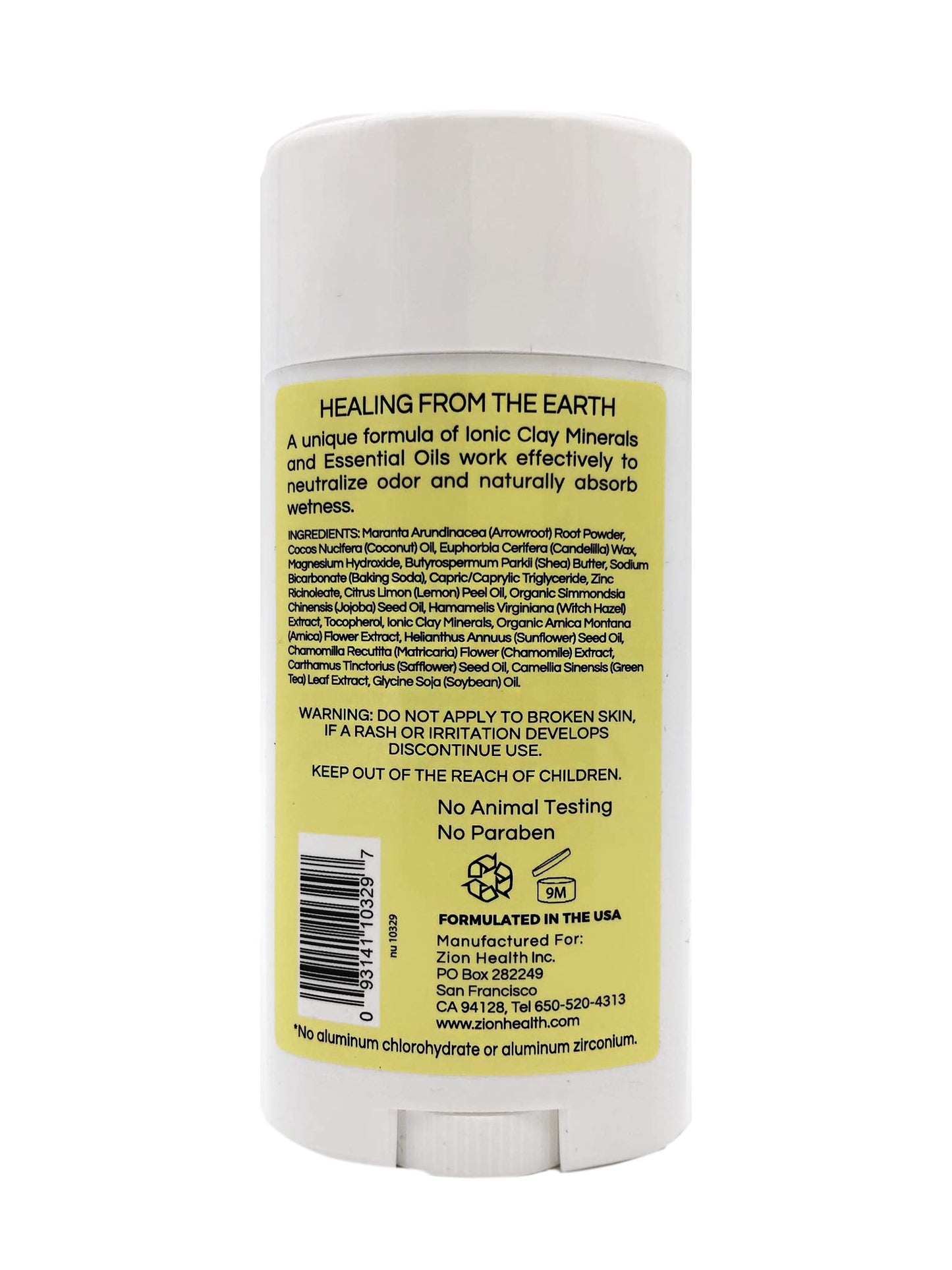 Clay Dry Bold Lemonade Deodorant Zion Health 2.8 oz Stick Beauty and Personal Care Zion Health