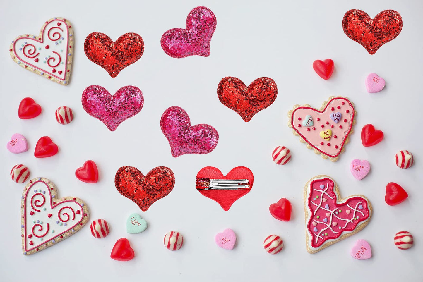 24 Pieces Valentine's Day Heart Hair Clips Heart Glitter Sequin Heart Hairpins for Girls Birthday Party Wedding Themed Party Hair Accessories Beauty & Personal Care Yssreey