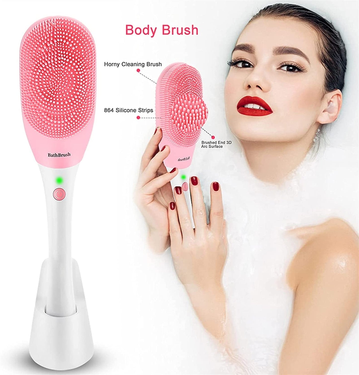 MISTPURE Electric Bath Brush USB Charge Shower Brush Long Handle Bath & Body Brushes Waterproof Massage Brush Clean Exfoliating Improve Circulation Beauty and Personal Care MISTPURE