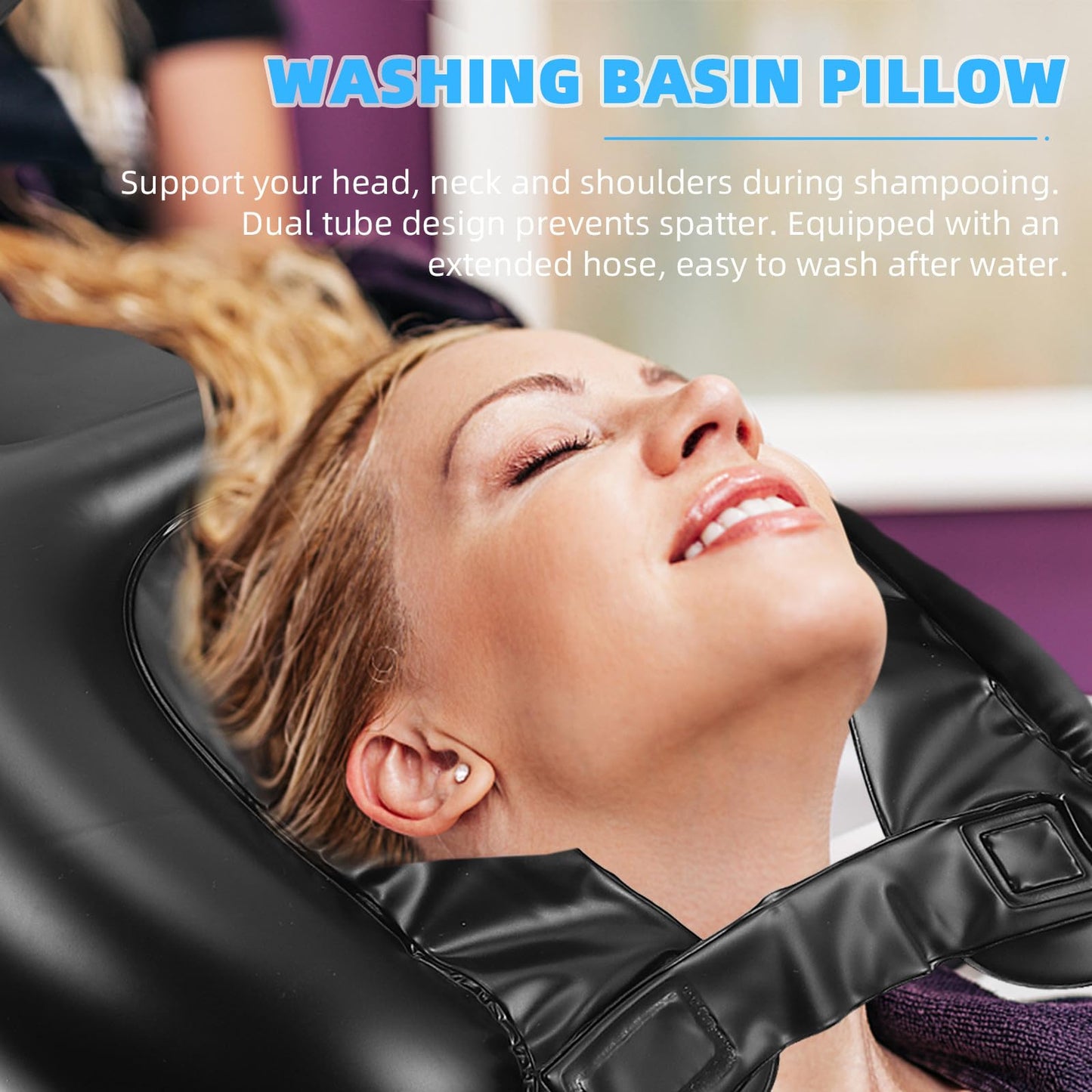 JHKNNK Inflatable Shampoo Neck Rest Hair Washing Basin Blow Up Shampoo Cushion Portable PVC Tub Pillow for Bath Spa Elder Beauty and Personal Care JHKNNK