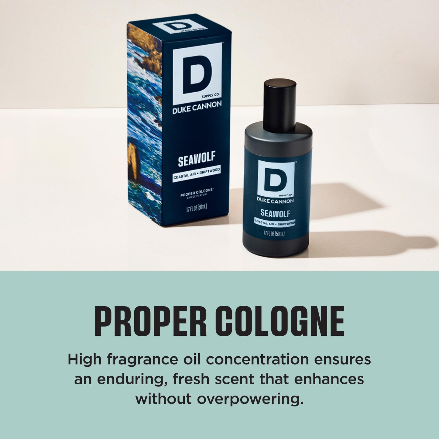 Duke Cannon Proper Cologne Seawolf | Men's Eau de Parfum | Driftwood and Coastal Air | Subtle, Fresh Long-Lasting Scent | 1.7 fl oz Beauty & Personal Care Duke Cannon Supply Co.