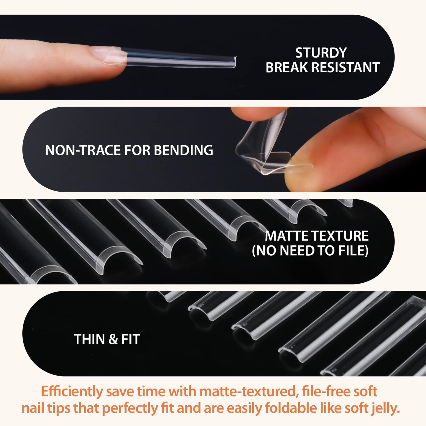 UNA GELLA Soft Gel Nail Tips XXL 432pcs Square Coffin No C Curve Clear Tapered Straight Nail Tips 2 Style For Salon Home DIY Beauty & Personal Care UNA GELLA