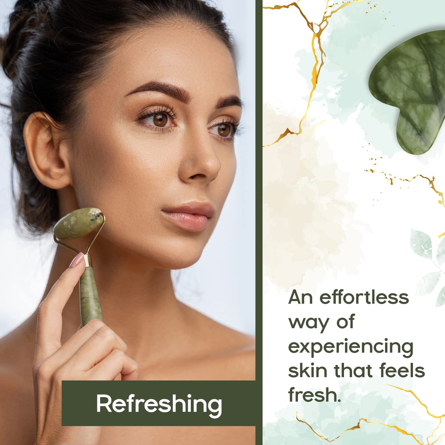 Beautyfrizz Jade Face Roller - Jade Roller for Face and Gua Sha Massage Tool - Gua Sha and Jade Roller - Guasha Tool for Face - Skin Care Gift Set Beauty & Personal Care BEAUTYfRIZZ