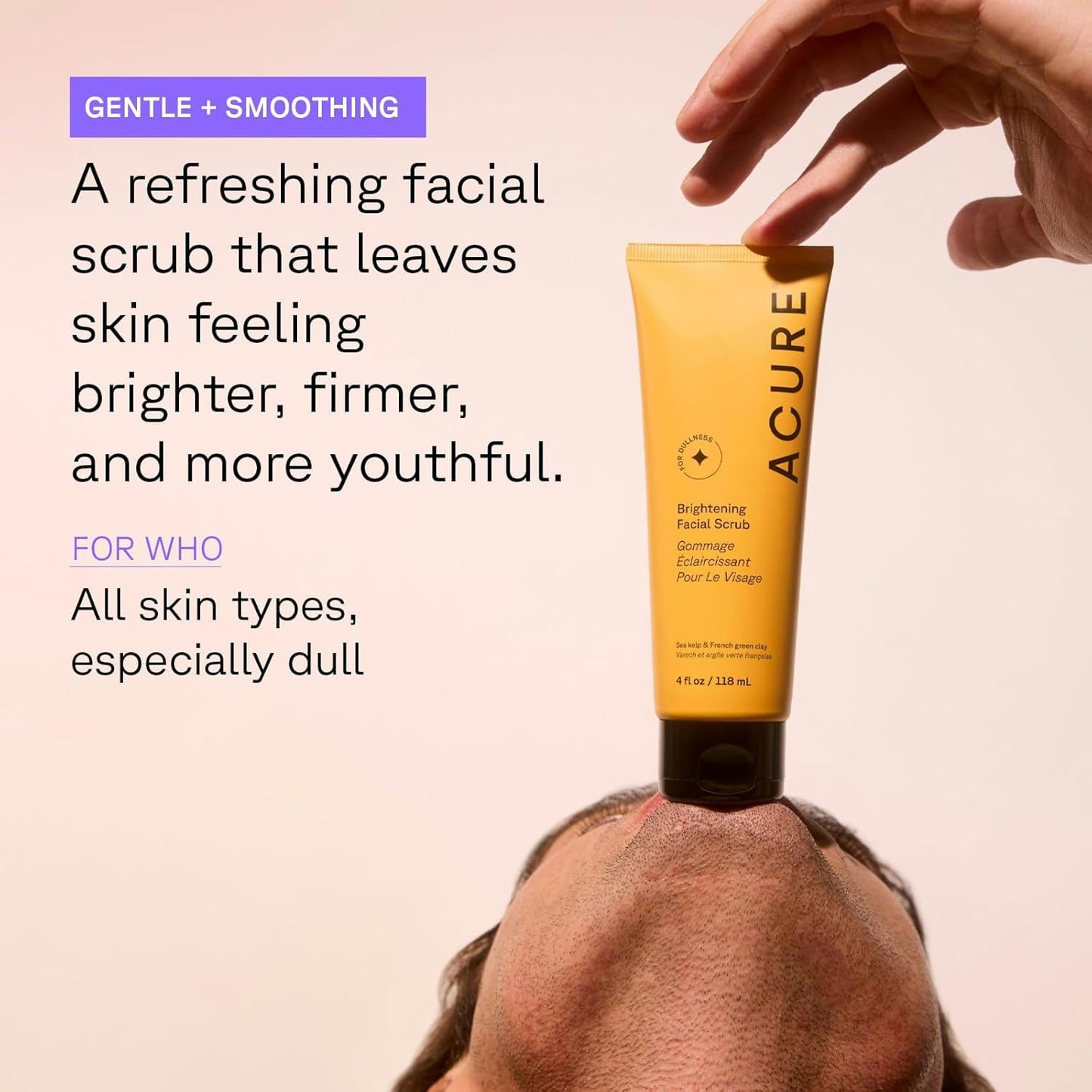 Acure Brightening Facial Scrub - Exfoliating Face Wash, Gentle Daily Scrubber & Exfoliator for Women & Men for Radiant Skin, Cleansing Wash with Sea Beauty & Personal Care Acure