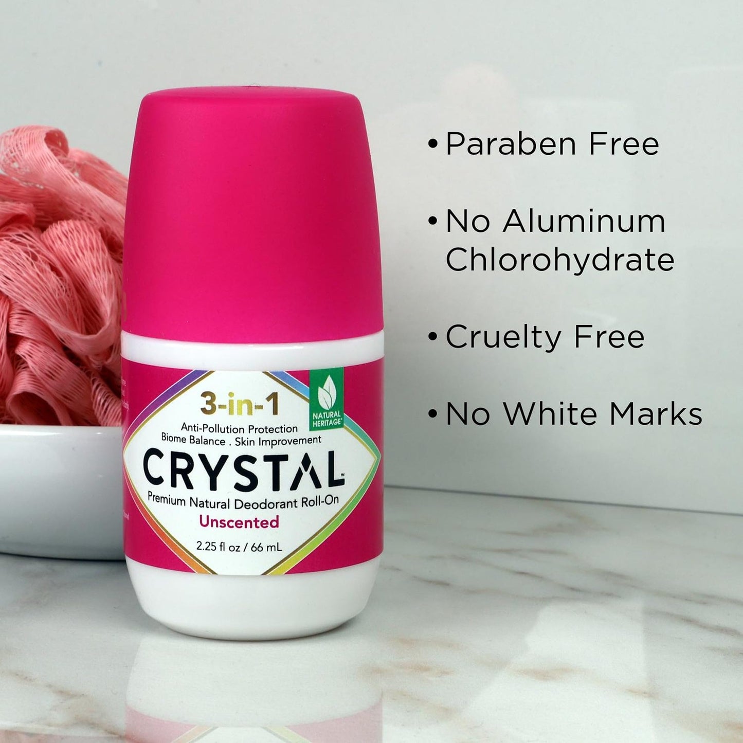 Crystal 3-in-1 BioHealth Deodorant, Unscented, Natural Odor Protection with Aloe & Hyaluronic Acid, Microbiome-Friendly, Moisturizing, Anti-Pollution Beauty and Personal Care Crystal Essence