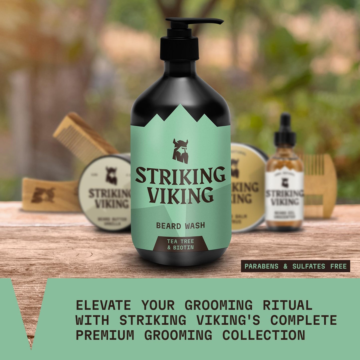 Striking Viking Beard Shampoo with Tea Tree, Biotin & Jojoba Oil - 17 oz Deep Cleansing, Paraben & Sulfate Free for All Beard Types Beauty & Personal Care Striking Viking