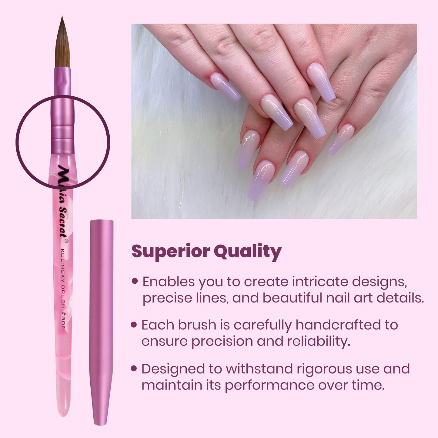 Mia Secret Oval Kolinsky Nail Brush Size #8 Beauty & Personal Care Mia Secret