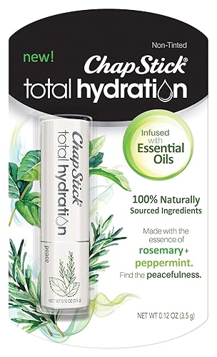 ChapStick Total Hydration Essential Oils Peace Lip Balm, Rosemary + Peppermint Lip Balm Tube, Lip Care - 0.12 Oz Beauty & Personal Care ChapStick