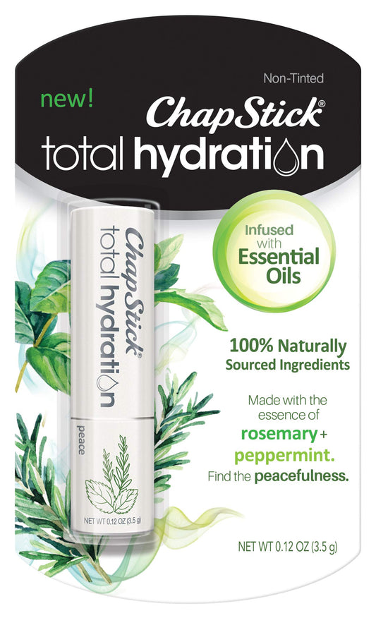 ChapStick Total Hydration Essential Oils Peace Lip Balm, Rosemary + Peppermint Lip Balm Tube, Lip Care - 0.12 Oz Beauty & Personal Care ChapStick